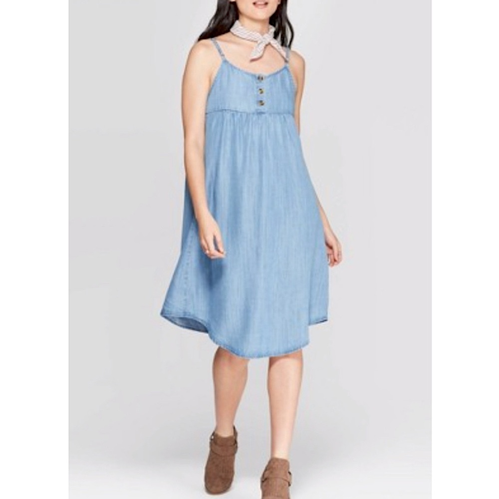 Knox Rose Denim Look Midi Dress Boho Chic Relaxed Style Large Casual Everyday - Picture 14 of 14